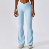 Cross High Waist Yoga Bell Bottom Pants Dance Sports Wide Leg Pants Casual Hip Lifting Fitness Bootcut Trousers